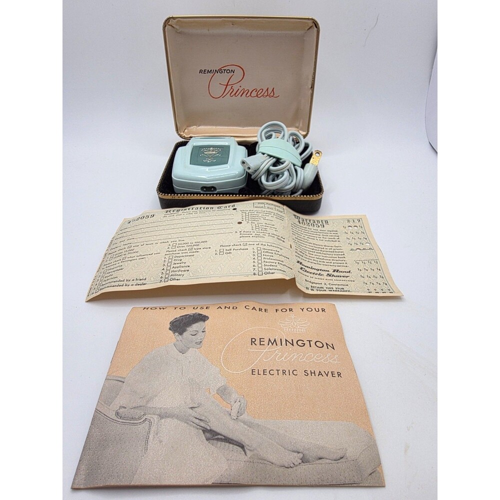Remington Princess Electric Shaver Mint Green w/ Case Manual VTG Tested works